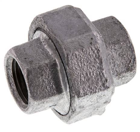 Rp 1/2'' Zinc plated Cast iron Double Nipple 3-pieces with Conically sealing 25 Bar
