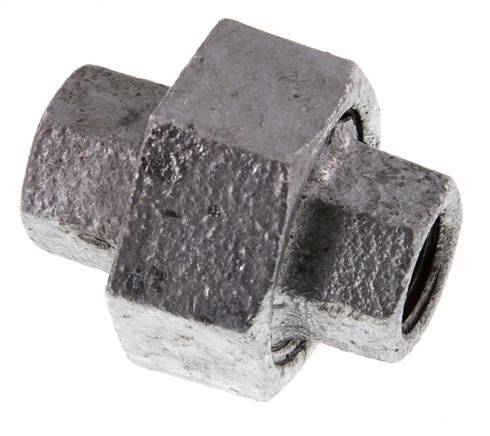 Rp 1/4'' Zinc plated Cast iron Double Nipple 3-pieces with Conically sealing 25 Bar
