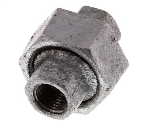 Rp 1/4'' Zinc plated Cast iron Double Nipple 3-pieces with Conically sealing 25 Bar