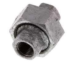 Rp 1/4'' Zinc plated Cast iron Double Nipple 3-pieces with Conically sealing 25 Bar