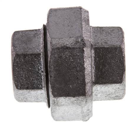 Rp 3/4'' Zinc plated Cast iron Double Nipple 3-pieces with Conically sealing 25 Bar