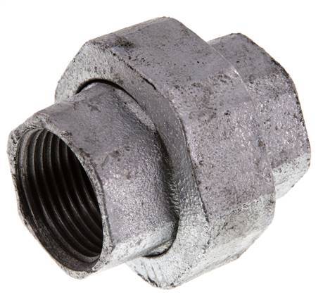 Rp 1'' Zinc plated Cast iron Double Nipple 3-pieces with Conically sealing 25 Bar