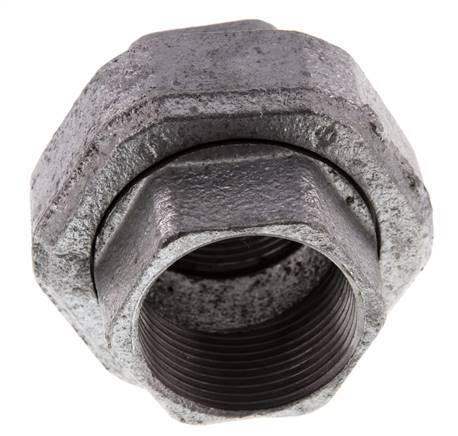 Rp 1 1/4'' Zinc plated Cast iron Double Nipple 3-pieces with Conically sealing 25 Bar