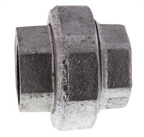 Rp 1 1/4'' Zinc plated Cast iron Double Nipple 3-pieces with Conically sealing 25 Bar