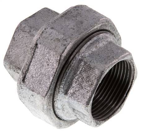 Rp 1 1/4'' Zinc plated Cast iron Double Nipple 3-pieces with Conically sealing 25 Bar