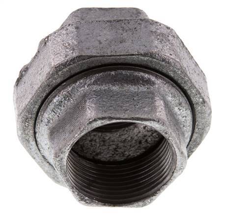 Rp 1 1/4'' Zinc plated Cast iron Double Nipple 3-pieces with Conically sealing 25 Bar