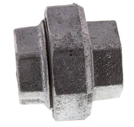 Rp 1 1/4'' Zinc plated Cast iron Double Nipple 3-pieces with Conically sealing 25 Bar