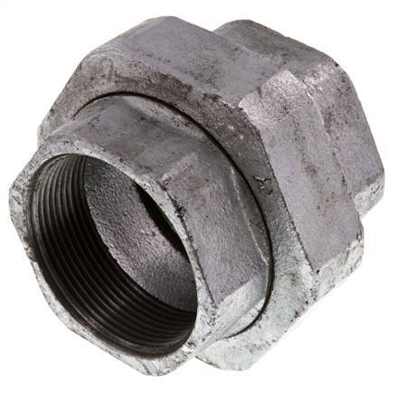 Rp 2'' Zinc plated Cast iron Double Nipple 3-pieces with Conically sealing 25 Bar