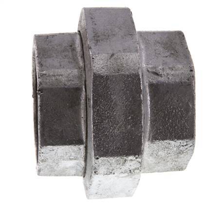 Rp 2'' Zinc plated Cast iron Double Nipple 3-pieces with Conically sealing 25 Bar