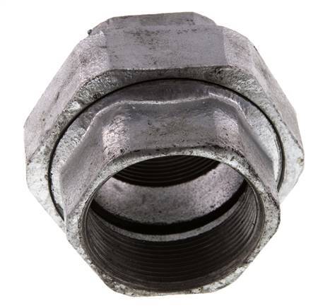 Rp 2'' Zinc plated Cast iron Double Nipple 3-pieces with Conically sealing 25 Bar