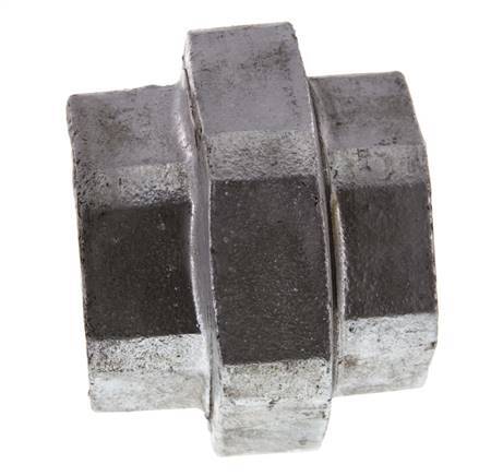 Rp 2'' Zinc plated Cast iron Double Nipple 3-pieces with Conically sealing 25 Bar