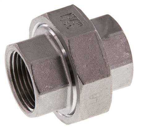 Rp 3/4'' Stainless steel Double Nipple 3-pieces with Conically sealing 16 Bar