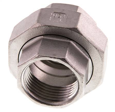 Rp 1'' Stainless steel Double Nipple 3-pieces with Conically sealing 16 Bar