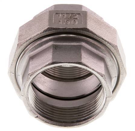 Rp 1 1/2'' Stainless steel Double Nipple 3-pieces with Conically sealing 16 Bar