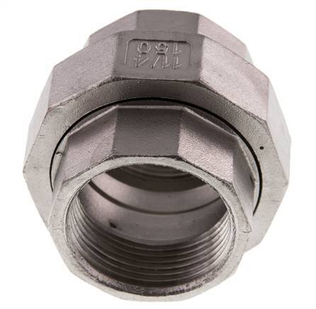 1 1/4'' NPT Stainless steel Double Nipple 3-pieces with Conically sealing 16 Bar