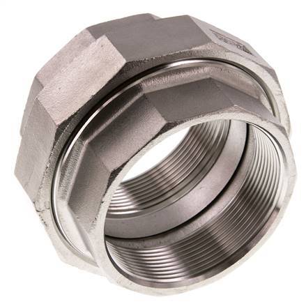 Rp 2 1/2'' Stainless steel Double Nipple 3-pieces with Conically sealing 16 Bar