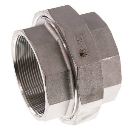 Rp 2 1/2'' Stainless steel Double Nipple 3-pieces with Conically sealing 16 Bar