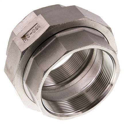 Rp 2 1/2'' Stainless steel Double Nipple 3-pieces with Conically sealing 16 Bar