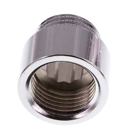 G 1/2'' F/M Chromium plated Brass Extension DIN 3523 - 15 mm [2 Pieces]