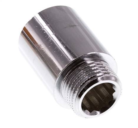 G 1/2'' F/M Chromium plated Brass Extension DIN 3523 - 30 mm