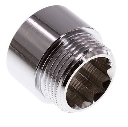 G 1'' F/M Chromium plated Brass Extension DIN 3523 - 20 mm