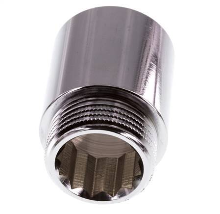 G 1'' F/M Chromium plated Brass Extension DIN 3523 - 40 mm