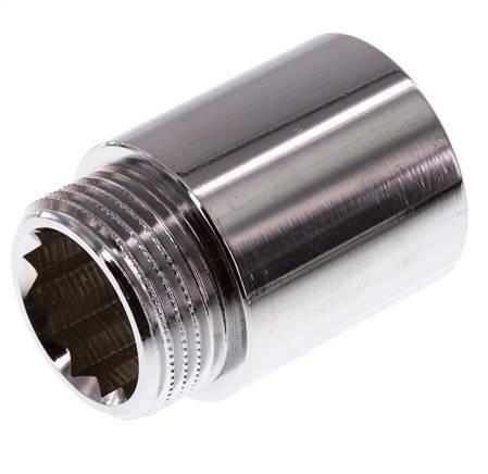 G 1'' F/M Chromium plated Brass Extension DIN 3523 - 40 mm