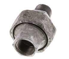 Rp 3/8'' x R 3/8'' F/M Zinc plated Cast iron Double Nipple 3-pieces with Flat sealing 25 Bar