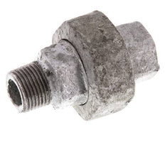 Rp 3/8'' x R 3/8'' F/M Zinc plated Cast iron Double Nipple 3-pieces with Flat sealing 25 Bar