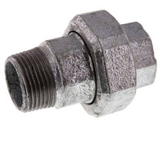 Rp 1'' x R 1'' F/M Zinc plated Cast iron Double Nipple 3-pieces with Flat sealing 25 Bar