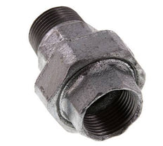 Rp 1'' x R 1'' F/M Zinc plated Cast iron Double Nipple 3-pieces with Flat sealing 25 Bar
