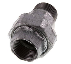 Rp 1'' x R 1'' F/M Zinc plated Cast iron Double Nipple 3-pieces with Flat sealing 25 Bar