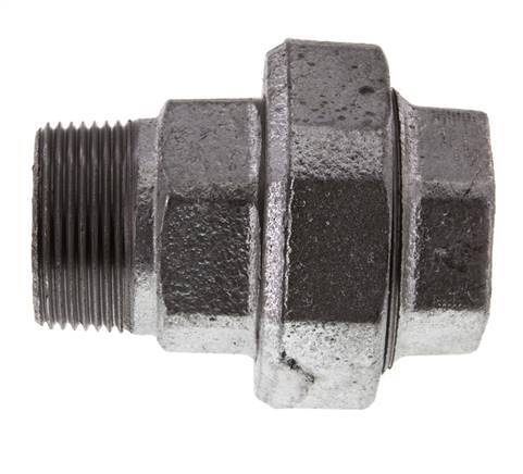 Rp 1 1/4'' x R 1 1/4'' F/M Zinc plated Cast iron Double Nipple 3-pieces with Conically sealing 25 Bar