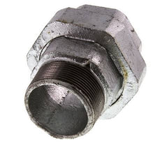 Rp 2'' x R 2'' F/M Zinc plated Cast iron Double Nipple 3-pieces with Flat sealing 25 Bar