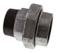 Rp 2 1/2'' x R 2 1/2'' F/M Zinc plated Cast iron Double Nipple 3-pieces with Conically sealing 25 Bar