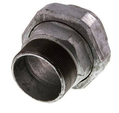 Rp 2 1/2'' x R 2 1/2'' F/M Zinc plated Cast iron Double Nipple 3-pieces with Flat sealing 25 Bar