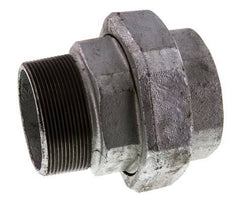 Rp 2 1/2'' x R 2 1/2'' F/M Zinc plated Cast iron Double Nipple 3-pieces with Flat sealing 25 Bar