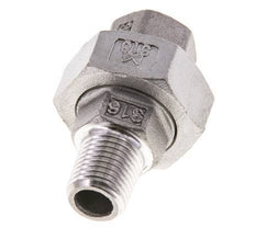 1/4'' NPT x 1/4'' NPT F/M Stainless steel Double Nipple 3-pieces with Conically sealing 16 Bar