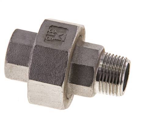 3/8'' NPT x 3/8'' NPT F/M Stainless steel Double Nipple 3-pieces with Conically sealing 16 Bar