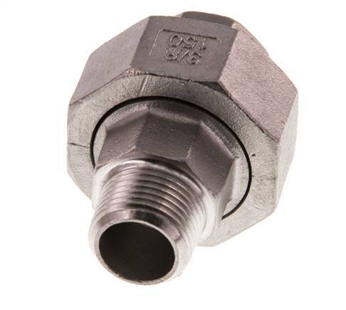 Rp 3/8'' x R 3/8'' F/M Stainless steel Double Nipple 3-pieces with Conically sealing 16 Bar
