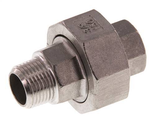 Rp 3/8'' x R 3/8'' F/M Stainless steel Double Nipple 3-pieces with Conically sealing 16 Bar