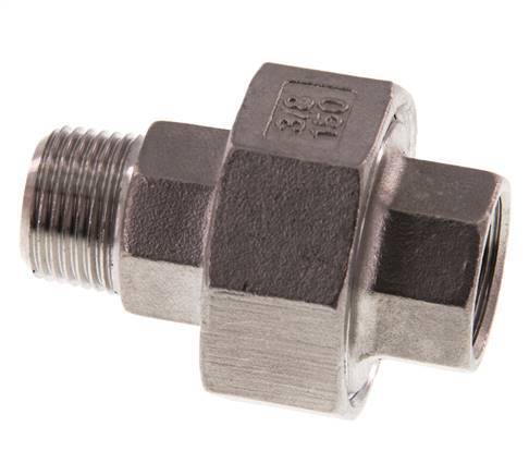 Rp 3/8'' x R 3/8'' F/M Stainless steel Double Nipple 3-pieces with Conically sealing 16 Bar