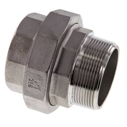2'' NPT x 2'' NPT F/M Stainless steel Double Nipple 3-pieces with Conically sealing 16 Bar