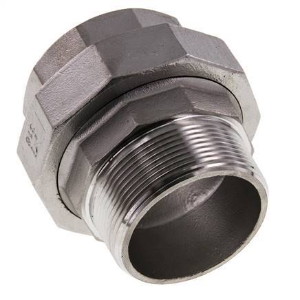 2'' NPT x 2'' NPT F/M Stainless steel Double Nipple 3-pieces with Conically sealing 16 Bar