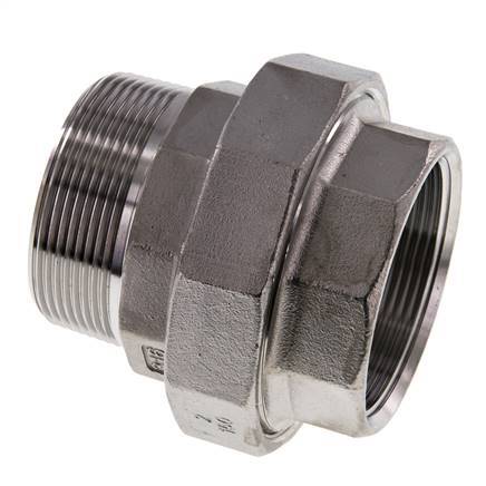 2'' NPT x 2'' NPT F/M Stainless steel Double Nipple 3-pieces with Conically sealing 16 Bar