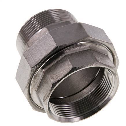 2'' NPT x 2'' NPT F/M Stainless steel Double Nipple 3-pieces with Conically sealing 16 Bar