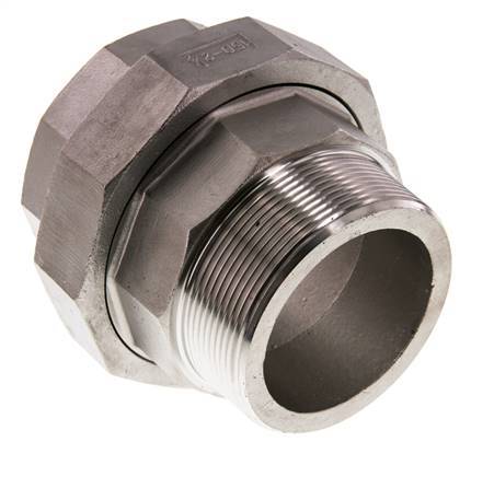 Rp 2 1/2'' x R 2 1/2'' F/M Stainless steel Double Nipple 3-pieces with Conically sealing 16 Bar