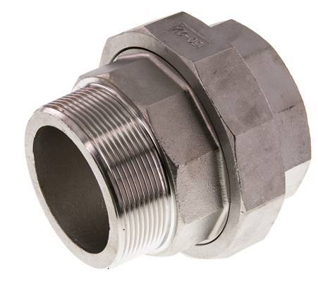 Rp 2 1/2'' x R 2 1/2'' F/M Stainless steel Double Nipple 3-pieces with Conically sealing 16 Bar