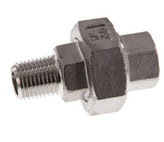 Rp 1/4'' x R 1/4'' F/M Stainless steel Double Nipple 3-pieces with Flat sealing 16 Bar