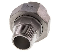 Rp 3/4'' x R 3/4'' F/M Stainless steel Double Nipple 3-pieces with Flat sealing 16 Bar